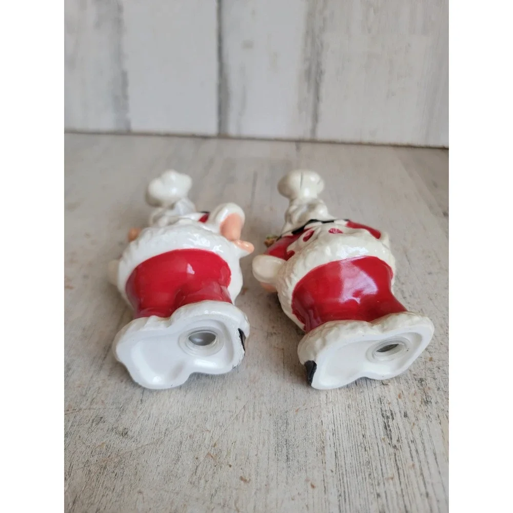 Vintage Italian chef Santa Claus salt pepper shaker Xmas set kitchen ceramic